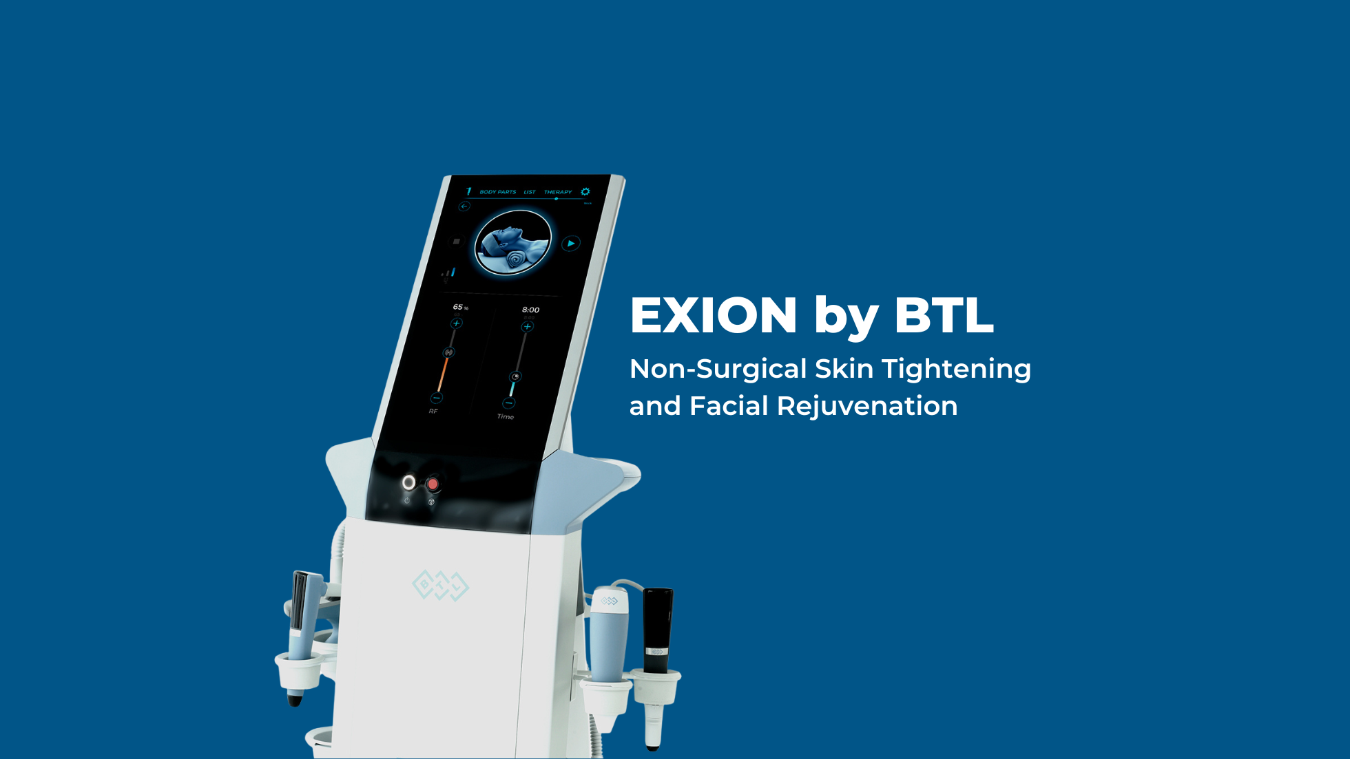 "EXION by BTL" with the subtitle, "Non-Surgical Skin Tightening and Facial Rejuvenation."
