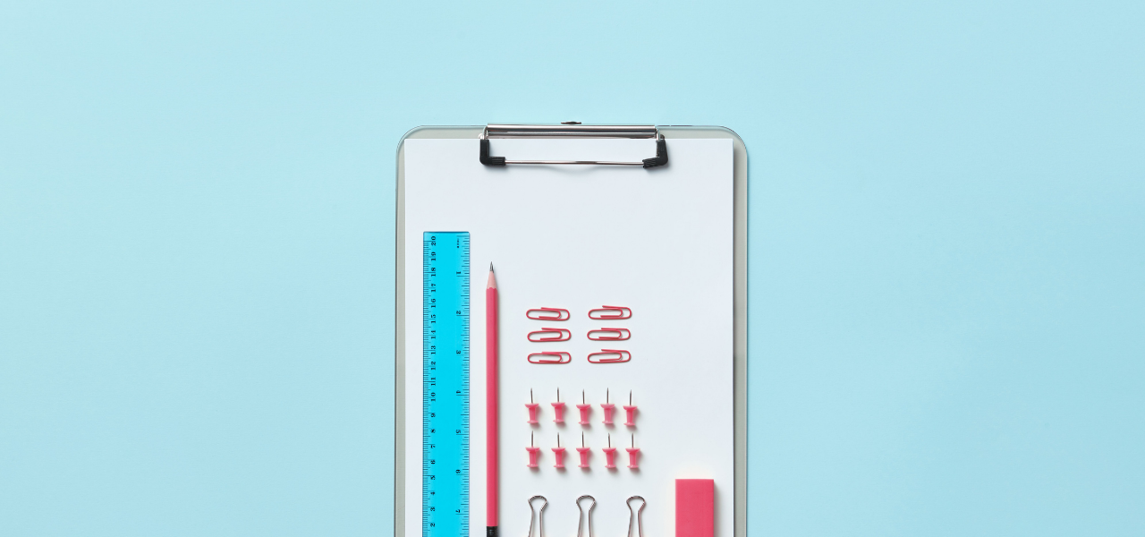 ocd clipboard with lined up stuff